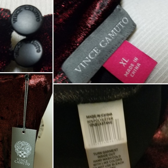 🆕️⬇️Vince Camuto Red Velvet Metallic Choker Top - Picture 7 of 8